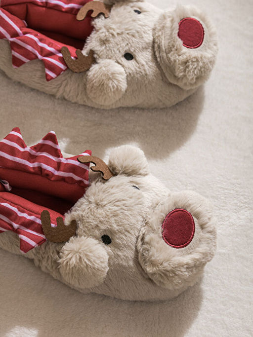 Hayvan Fig?rl? Pel?? Kad?n Panduf