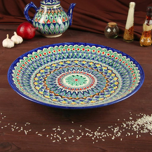 Ляган узбекский Риштанская Керамика «Узоры», d=41 см, МИКС