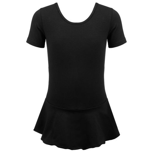 Купальник гимнастический Grace Dance, с юбкой, с коротким рукавом, р. 28, цвет чёрный  фото 7