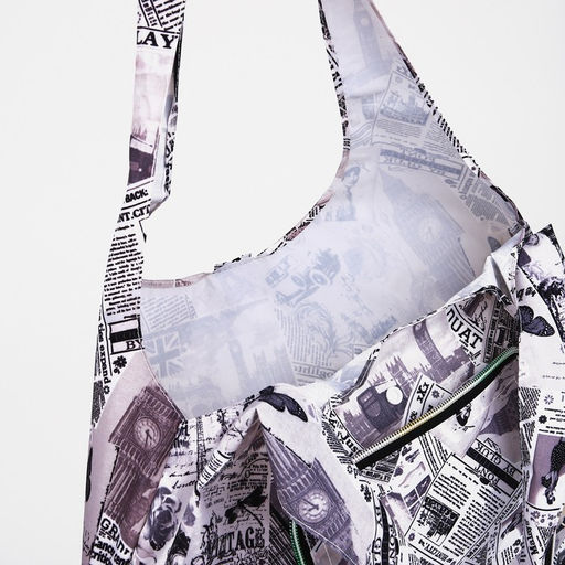 Сумка хозяйственная на кнопке, складная, 42×0.5×65, чёрная