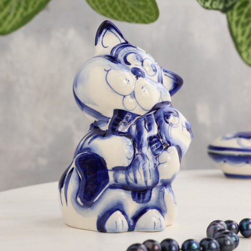 Фигурка фарфор гжель «Кот рыбак»