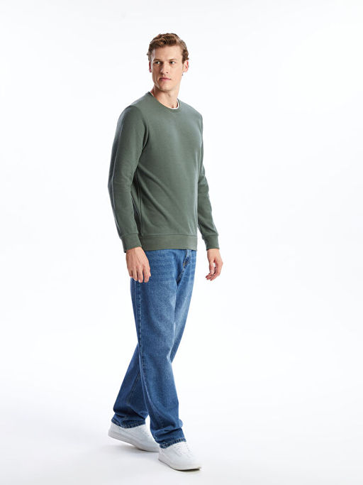 Bisiklet Yaka Uzun Kollu Erkek Sweatshirt
