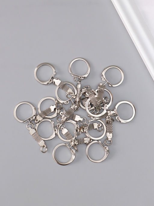 Основа для брелока, карабин металл с плоской цепочкой, серебро, набор 15 шт., 5.8×2.2 см