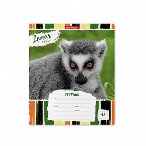 Цена за 200 шт. Тетрадь школьная ученическая ErichKrause Lemur Style, 18 листов, линейка (в плёнке по 10 шт.)  фото 15