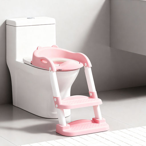 Детская накладка на унитаз со ступенькой (розовый)