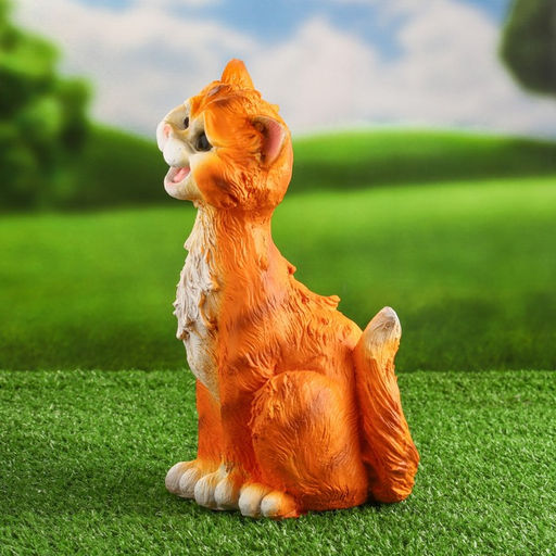 Садовая фигура из полистоуна «Забавный рыжий кот», 25×13×14.5 см