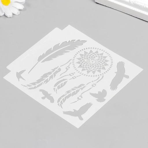 Цена за 3 шт. Трафарет пластик "Ловец снов" 13х13 см