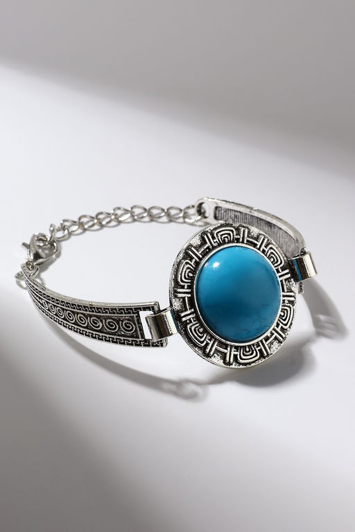 Браслет ассорти «Бирюзовый мир» круг, цвет голубой в серебре, L=19 см