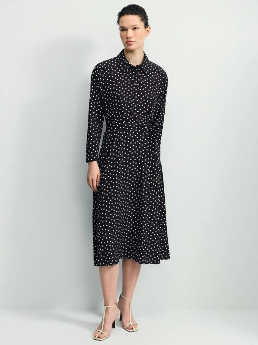 Приталенное платье с принтом в горошек / Zarina