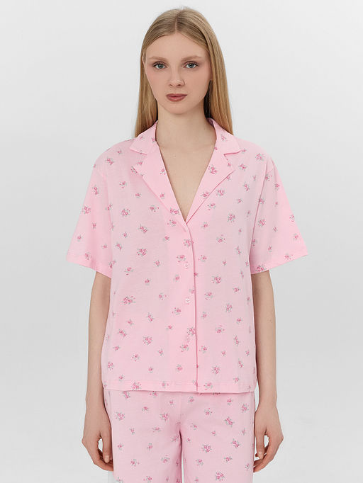 Комплект домашний женский розовый с цветочным принтом - Mark formelle фото 3