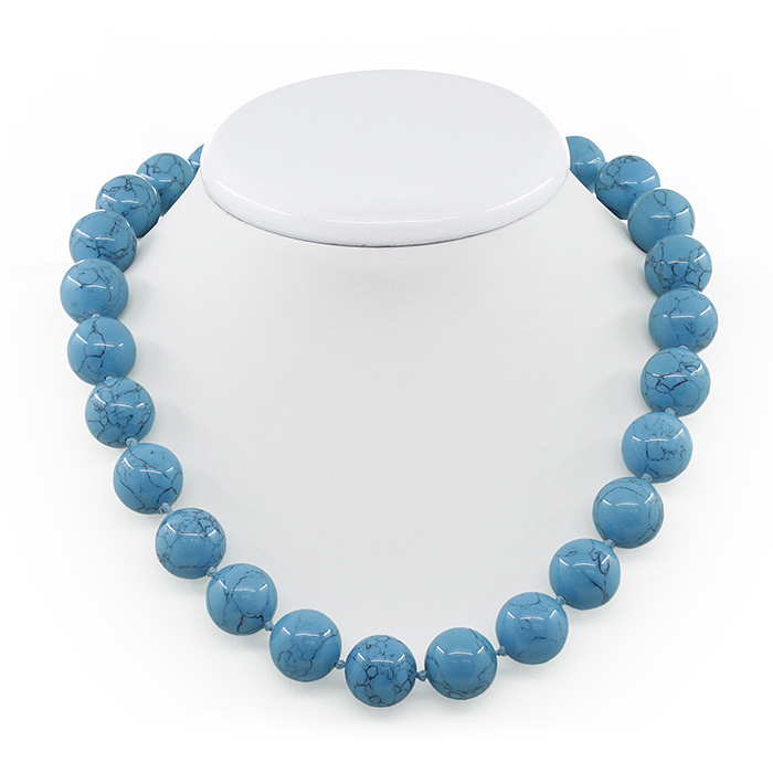 Бусы бирюза (имитация), круглые 16мм, короткие 45см