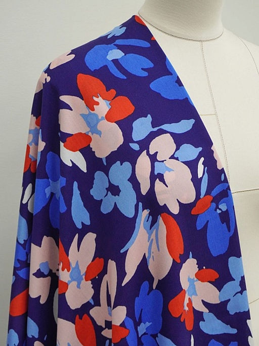 Штапель Лоретта цв.чернильно-васильковый, ш1.45м, вискоза-100%, 100гр/м.кв - Купава фото 8