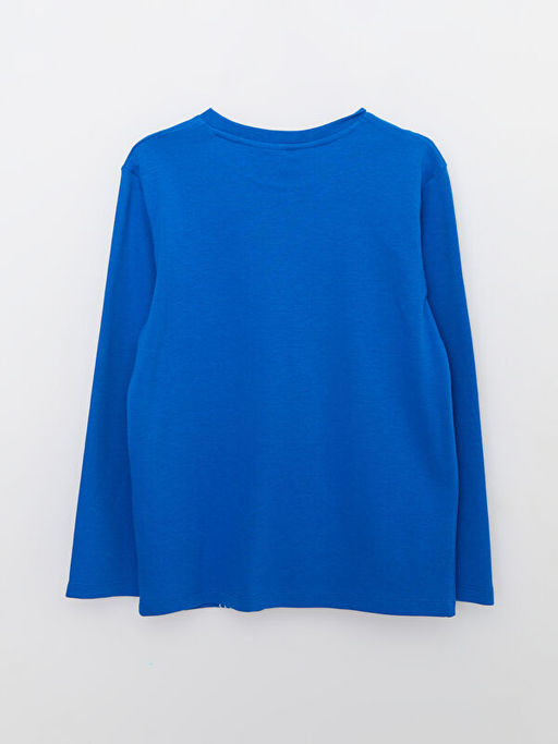 Bisiklet Yaka Real Madrid Bask?l? Uzun Kollu Erkek ?ocuk Ti??rt - Waikiki фото 2