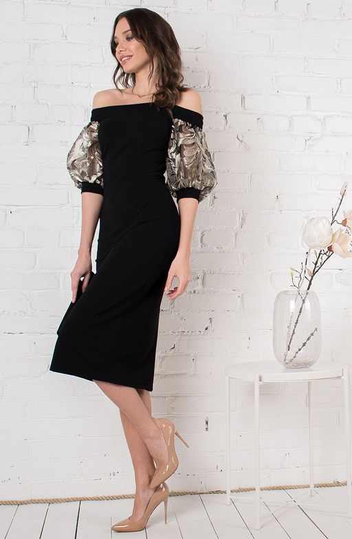 Эффектное платье черный/бронзовый - Donna saggia фото 4