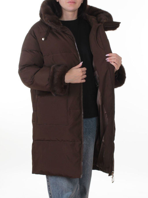 6093 BROWN (COFFEE) Куртка зимняя женская оверсайз (200 гр. холлофайбер)