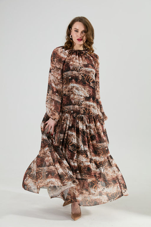 Костюм NIKVA н1022-1 шоколад и тигровая абстракция  фото 7