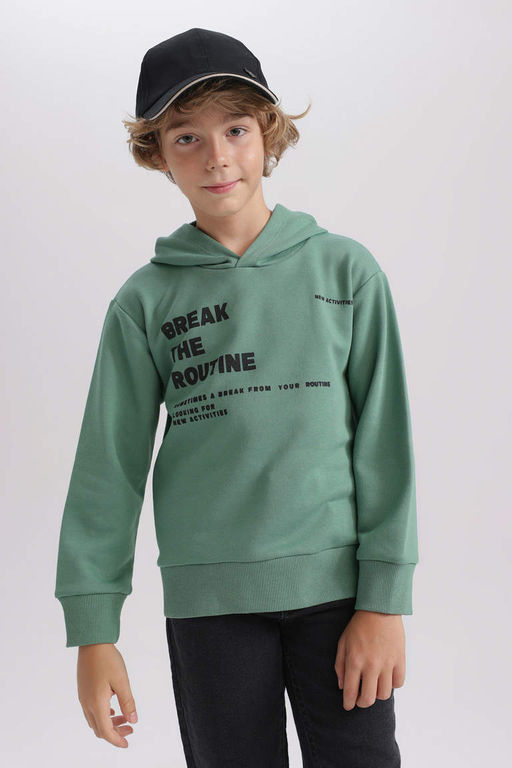 Новая толстовка обычного кроя с капюшоном для мальчиков - Defacto фото 5