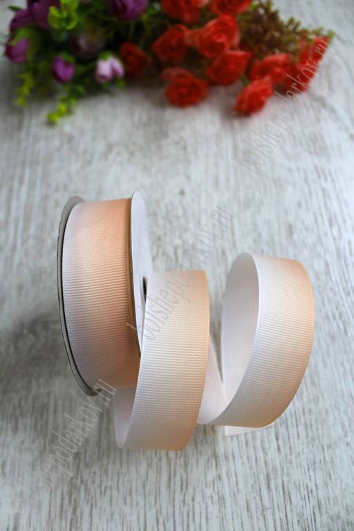 Лента репсовая 2,5 см с переходами (SF-1286) персиковый - No name фото 2