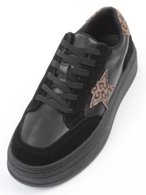 03-YE475-1 BLACK Кроссовки женские (натуральная кожа)