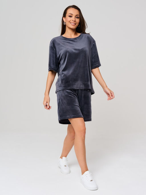335 Костюм с шортами, велюр, графит - Knitka wear фото 4