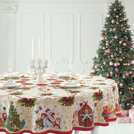 Скатерть новогодняя Этель Новогодние игрушки d=220см +/-3см с ГВМО, хл100%  фото 10