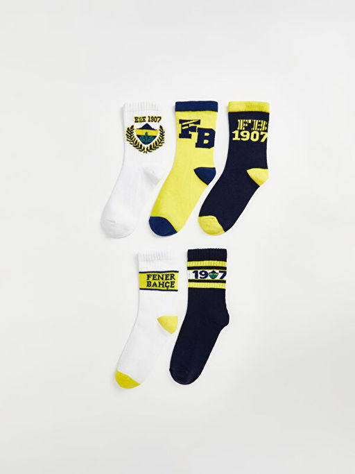 Fenerbah?e Desenli Erkek ?ocuk Soket ?orap 5li - Waikiki фото 4