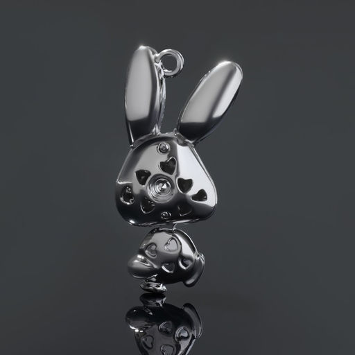 Подвеска «Заяц», белая в серебре