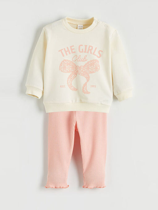 Bisiklet Yaka K?z Bebek Sweatshirt ve Tayt