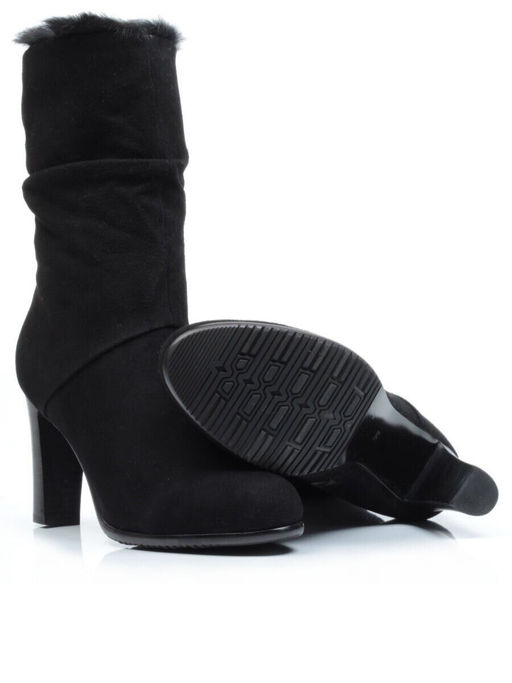 F16-181M BLACK Полусапоги зимние женские (натуральная замша, натуральный мех (полностью))