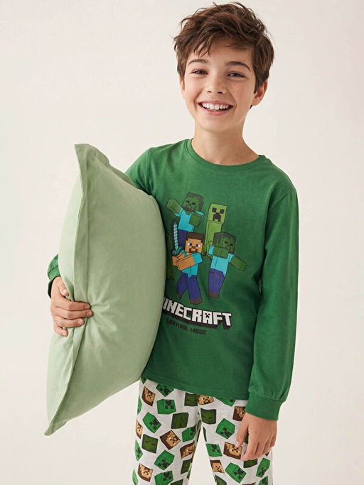 Minecraft Bask?l? Erkek ?ocuk Pijama Tak?m?