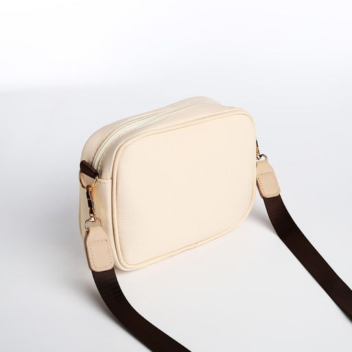 Сумка молодёжная текстильная NK, 19*14*6 см, бежевый цвет - Nazamok фото 2