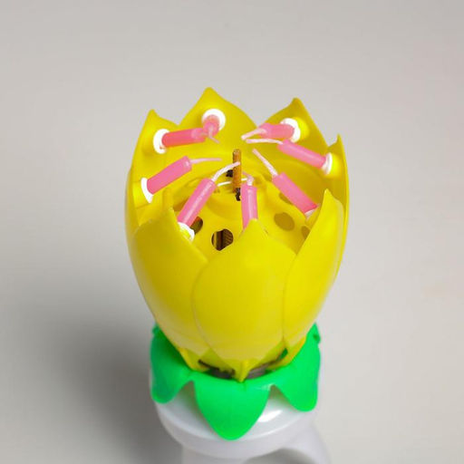 Свеча для торта музыкальная Тюльпан, крутящаяся, жёлтая, 14,56 см - Страна карнавалия фото 3