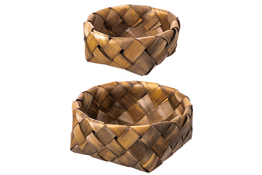 Набор 2 корзин 1 корзинка 22*22*9 см, 1 корзинка 17*17*7 см, коричневый