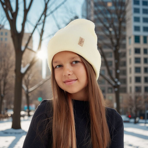 Шапка детская MINAKU: Cozy Winter с отворотом, цвет экрю, размер 52-56 (5-7 лет)