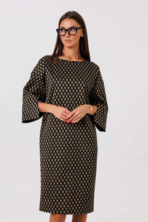 Платье Lars Style 1127 черно-золотой принт