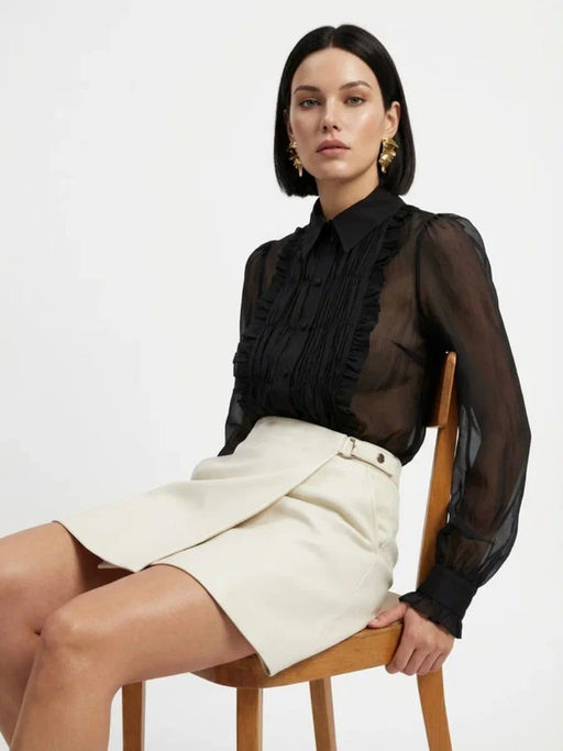 Юбка на запах из эко-кожи, молочный (OD-1003-3)