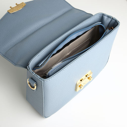 Сумка женская мессенджер TEXTURA на клапане, 23×6×17 см, голубая