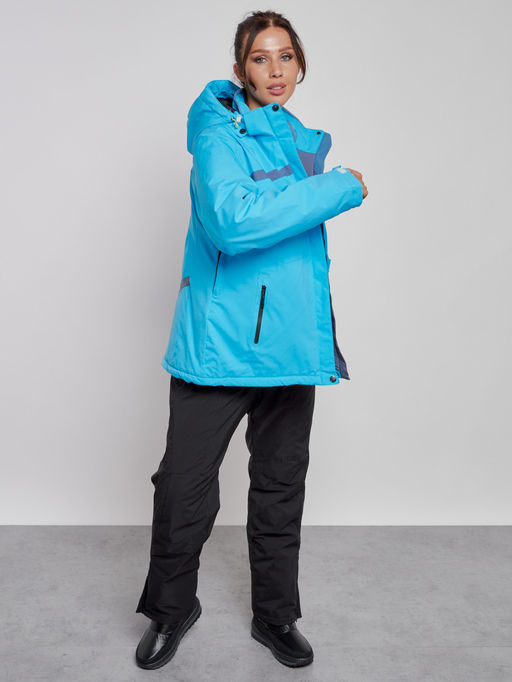 Горнолыжный костюм женский большого размера зимний голубого цвета 03382Gl - Chunmai фото 7