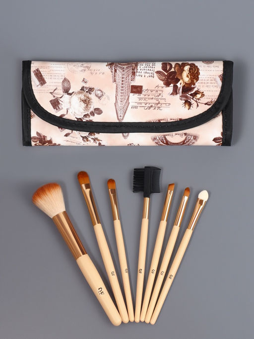 Набор кистей для макияжа PASTEL BLUSH, 7 шт., чехол в комплекте, бежевый