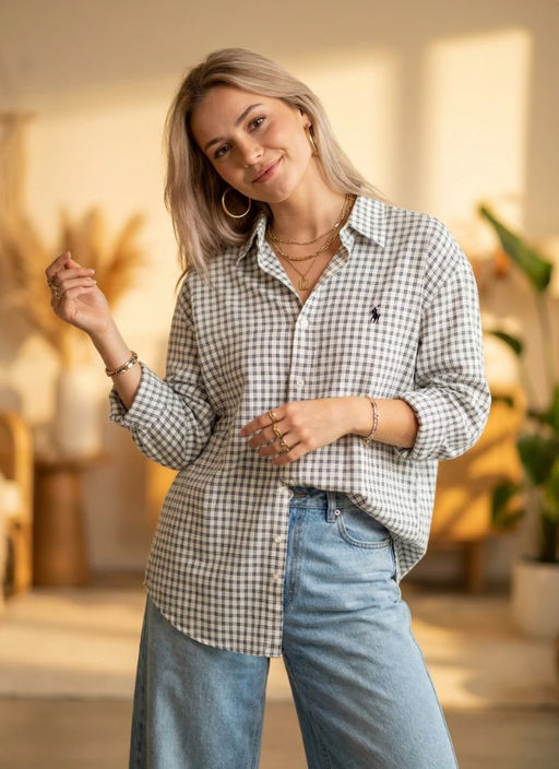 K13516 Рубашка OVER SIZE (хлопок) БЕЛЫЙ