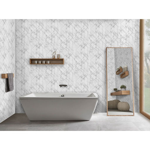 Цена за 12 шт. Стеновая панель ПВХ «Эрато 773-1», 2600×250 мм, цвет белый мрамор/серый