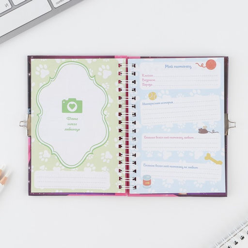 Анкета на замочке, в твердой обложке А6, 40 листов Анкета классной девчонки и ее подруг