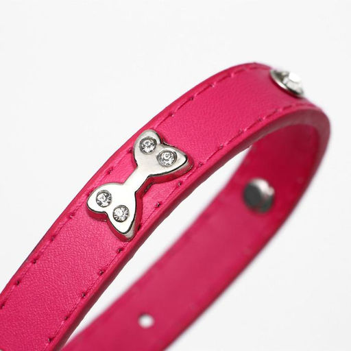Ошейник Бантики и стразы,38 х 1,5 см, ОШ 27-33, розовый - Пижон фото 5