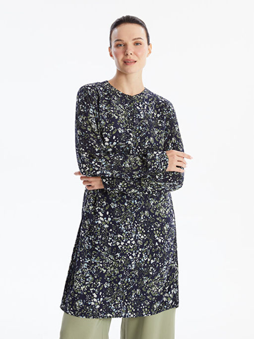 Bisiklet Yaka ?i?ekli Kad?n Tunik