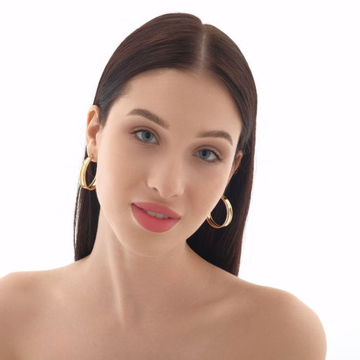 Серьги-кольца Карма крупная линия, цвет золото, d=4 - Queen fair фото 3