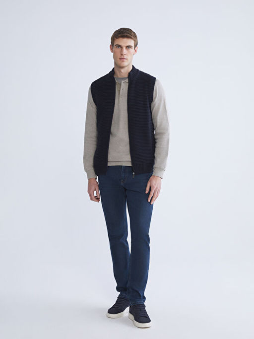 Standart Kal?p Dik Yaka Erkek Triko Yelek