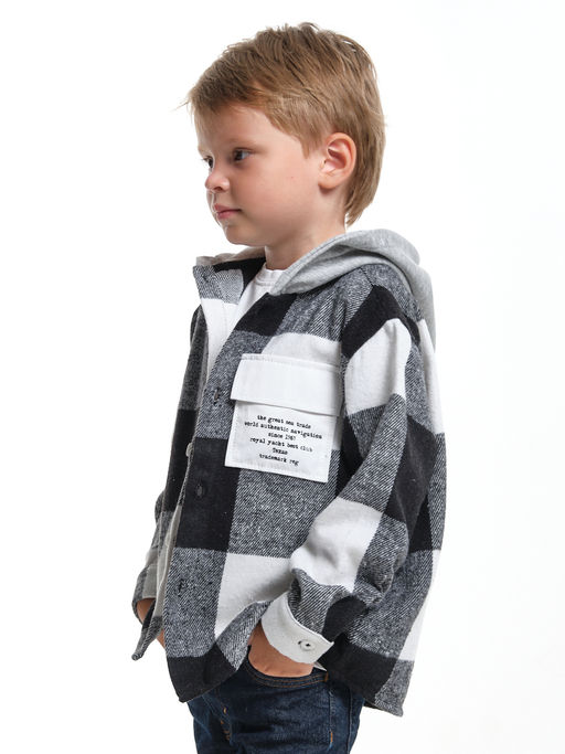 Рубашка с капюшоном комфорт и стиль UD 7988 клетка черная - Mini maxi фото 2