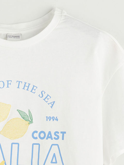 Bisiklet Yaka ?talya Bask?l? K?z ?ocuk Ti??rt ve ?ort