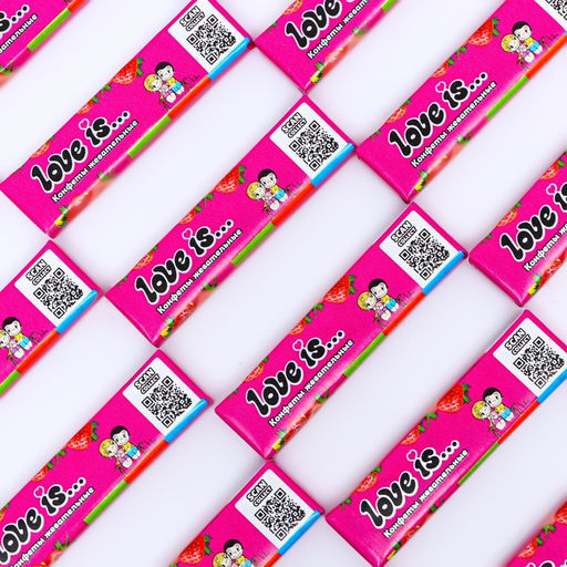Цена за 24 шт. LOVE IS жевательные конфеты Клубника, 12*24*20г - Simaland фото 2