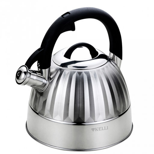 Чайник из нержавеющей стали "Kelli" 3л, со свистком, капсульное дно, зеркальная и матовая полировка (Китай) Подходит для всех видов плит.
